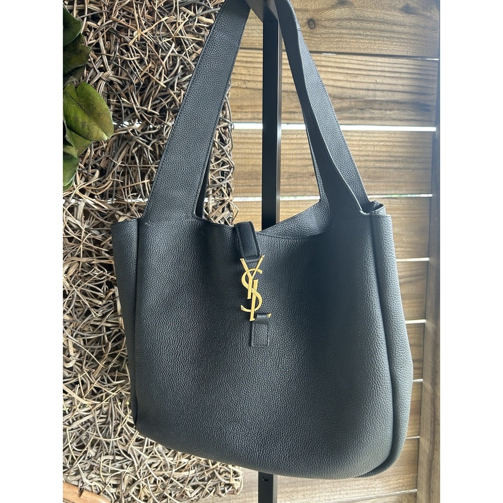 Saint Laurent le 5 A7 Bea Tote Deerskin Leather Shoulder Bag Women Black - Picture 2 of 9